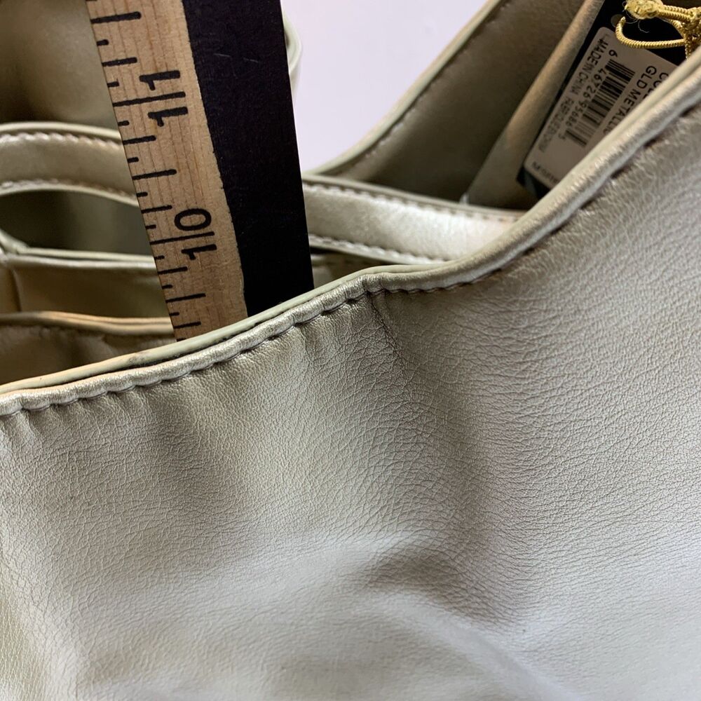 New Bebe Colette Triple Entry Gold Metallic Chain Purse Shoulder Bag Tote $109 - Picture 9 of 10